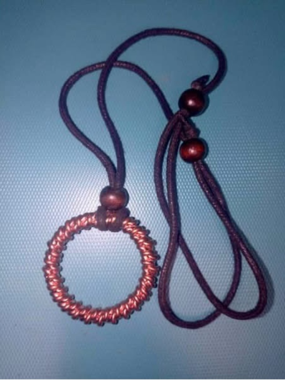 Handmade Amplifier Tensor pendant Copper Wire Circle Pendant Necklace - Brown